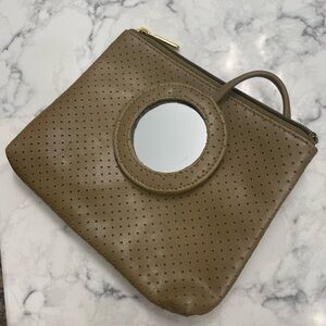 Modern Bueno Brown Clutch with Circular mirror